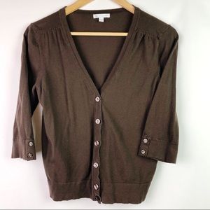 GAP 3/4 Sleeve, Brown, V-Neck Cardigan Size L